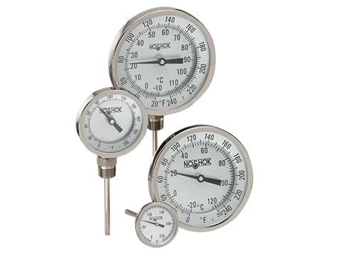300 Series Industrial Type Bimetal Thermometers with External Reset & Sanitary Options
