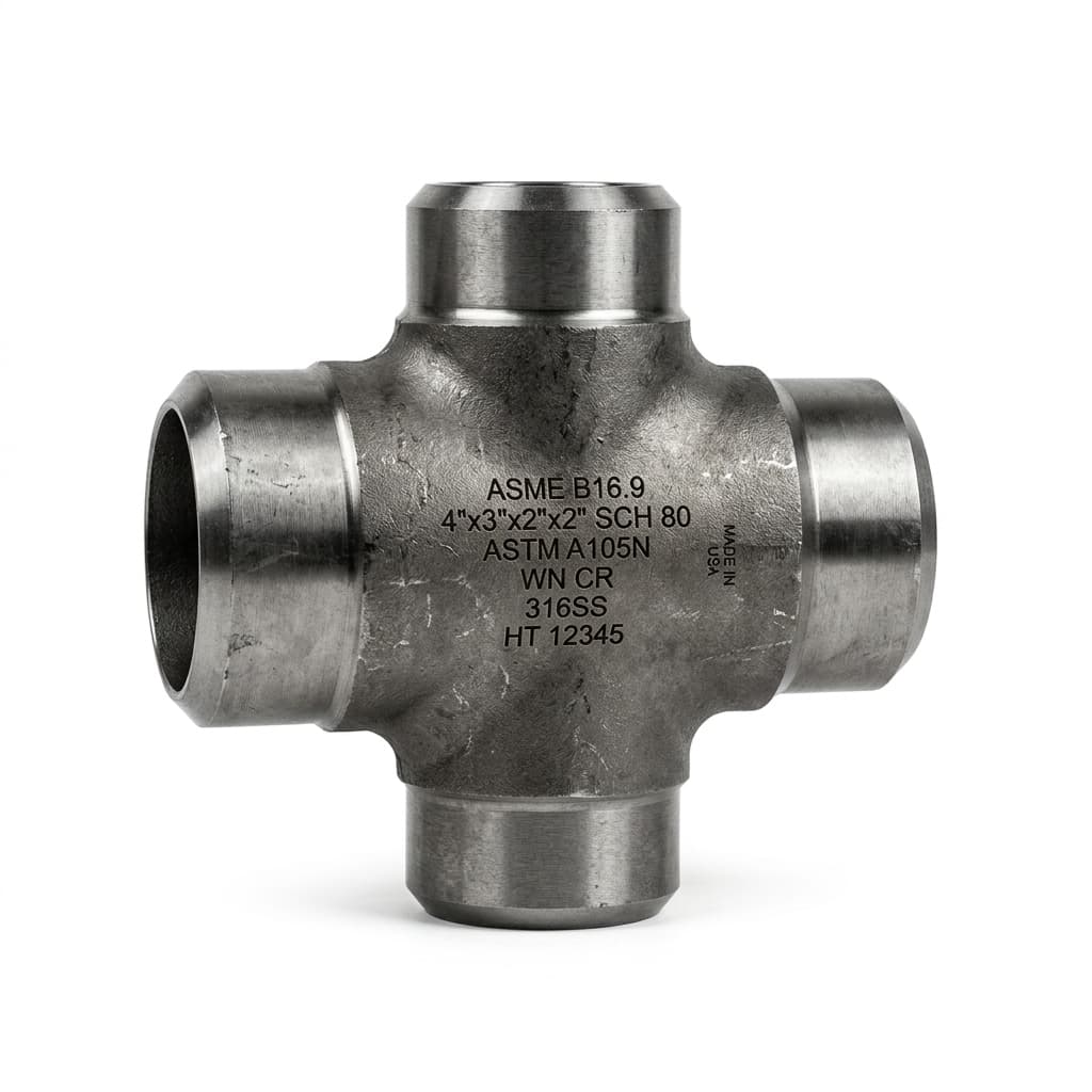 ASME B16.9 Buttweld Reducing Cross (Unequal 4-Way Cross)